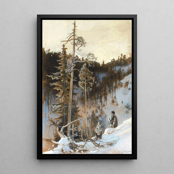 Hunting lynx - Eero Järnefelt — framed artwork on a wall