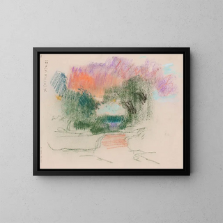 Landscape with trees and road - Eero Järnefelt — framed artwork on a wall