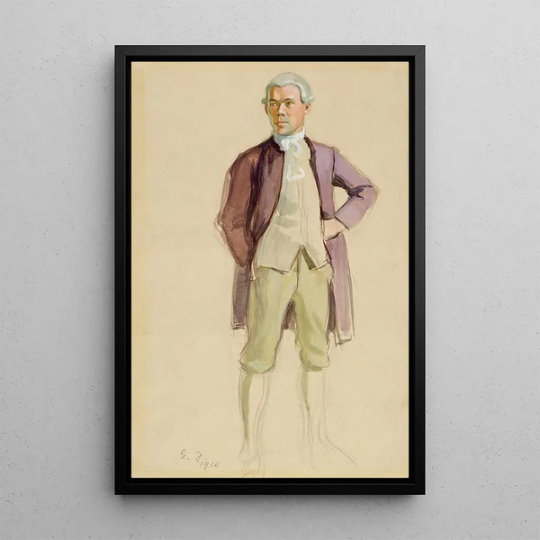 Homme debout en tenue rococo FE Sillanp - Eero Järnefelt — framed artwork on a wall