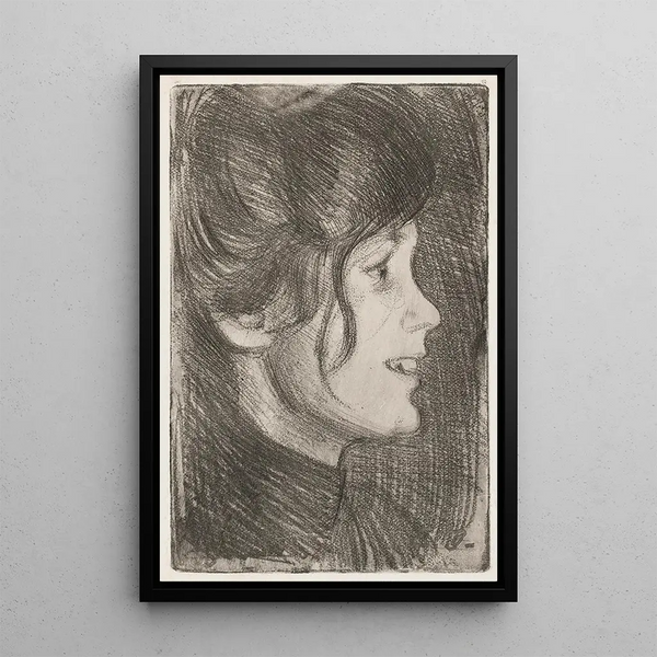 Portrait of a Young Woman - Eero Järnefelt — framed artwork on a wall