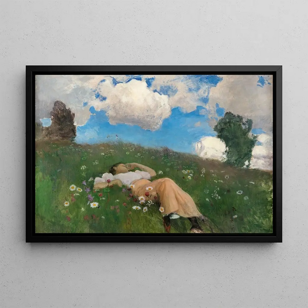 Saimi dans le pré - Eero Järnefelt — framed artwork on a wall