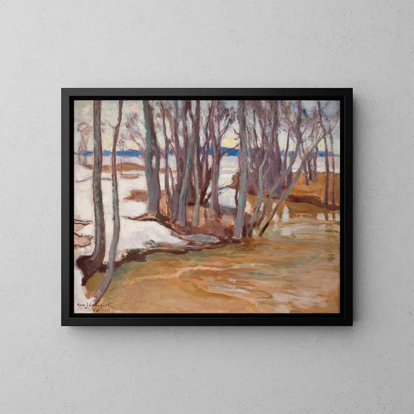 Spring Flooding Painting at Tuusulanjärvi - Eero Järnefelt — framed artwork on a wall