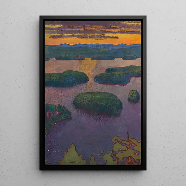 Sunset on a Lake - Eero Järnefelt — framed artwork on a wall