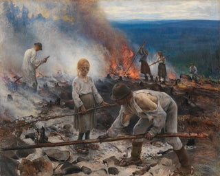 Under the yoke, burning the brushwood - Eero Järnefelt — artwork view