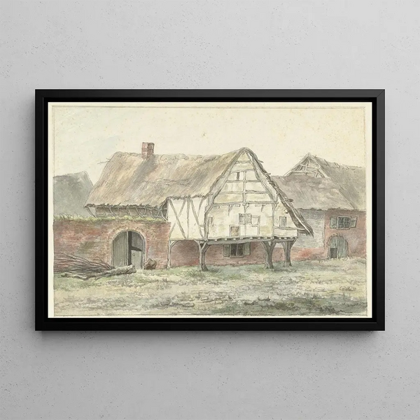 Farm with a wall - Egbert van Drielst — framed artwork on a wall