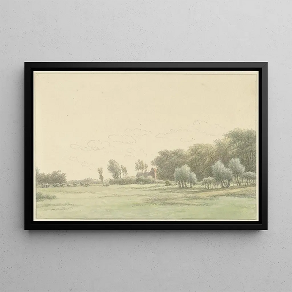 Landscape painting in the surroundings of Wageningen - Egbert van Drielst — framed artwork on a wall