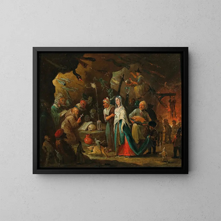 La Tentation de saint Antoine - Egbert van Heemskerck le Jeune — framed artwork on a wall