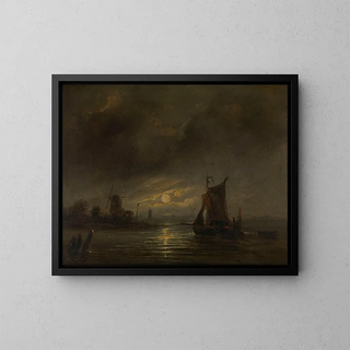 Night View Painting - Egide Linnig — framed artwork on a wall
