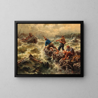 The Rescue of the Shipwrecked - Egide Linnig — framed artwork on a wall