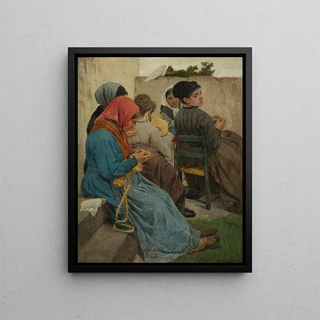 Les tresseurs de paille - Egisto Ferroni — framed artwork on a wall