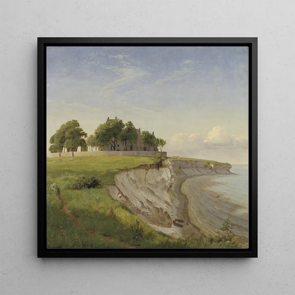 Church of Hjerup on the cliffs of Stevns, Zealand - P C Skovgaard — framed artwork on a wall