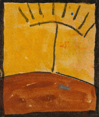 Abstract landscape painting with sunrise - Egon Schiele — artwork view