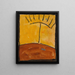 Abstract landscape painting with sunrise - Egon Schiele — framed artwork on a wall