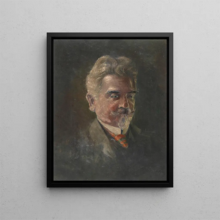 Portrait painting of Léopold Czihaczek - Egon Schiele — framed artwork on a wall