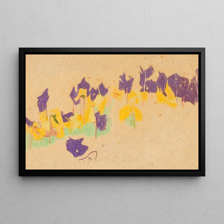 Flowers in the garden of Krumau Castle - Egon Schiele — framed artwork on a wall