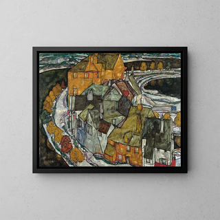 Croissant de maisons II - Egon Schiele — framed artwork on a wall