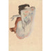 Nude crouching in shoes and black stockings viewed from behind - Egon Schiele — artwork view