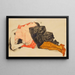 Woman hiding her face - Egon Schiele — framed artwork on a wall
