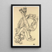 a reclining girl with crossed arms and legs - Egon Schiele — framed artwork on a wall