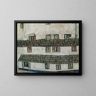 House Wall Window Painting - Egon Schiele — framed artwork on a wall