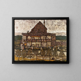 House with Shingle Roof II - Egon Schiele — framed artwork on a wall