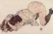 a Kneeling Girl Resting on Both Elbows - Egon Schiele — artwork view