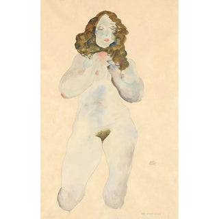 Nude female kneeling - Egon Schiele — artwork view