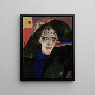 Woman in Mourning - Egon Schiele — framed artwork on a wall