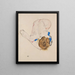 Nude with Blue Stockings Leaning Forward - Egon Schiele — framed artwork on a wall