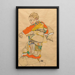 Portrait of a Child Anton Peschka Jr - Egon Schiele — framed artwork on a wall