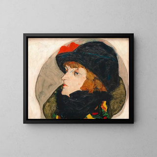 Portrait of Ida Roessler - Egon Schiele — framed artwork on a wall