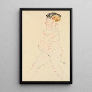 Reproduction of the painting of a pregnant woman with child in arms - Egon Schiele