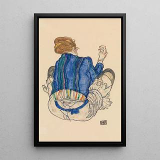 Femme assise vue de dos - Egon Schiele — framed artwork on a wall