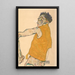 Self-portrait in a yellow vest 1914 - Egon Schiele — framed artwork on a wall