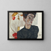 Self-portrait with Physalis - Egon Schiele — framed artwork on a wall