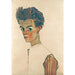 Self-portrait in striped shirt - Egon Schiele — artwork view
