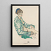 Reproduction of the painting of a semi-nude woman sitting with a blue headband - Egon Schiele