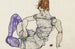 a seated woman with purple stockings - Egon Schiele — artwork view