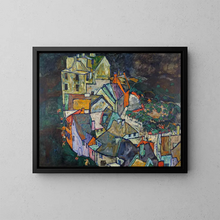Fin de ville ou croquis de portrait - Egon Schiele — framed artwork on a wall