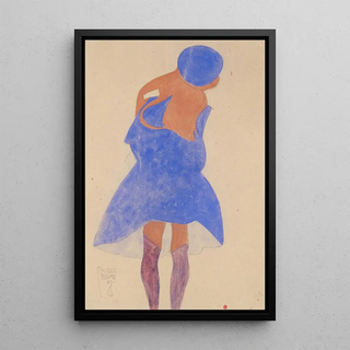 Girl standing back view - Egon Schiele — framed artwork on a wall