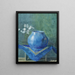 a still life with a plant branch with coins in a blue vase - Egon Schiele — framed artwork on a wall