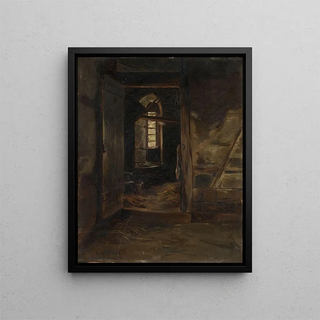 Interior of a Stable - Eilif Peterssen — framed artwork on a wall