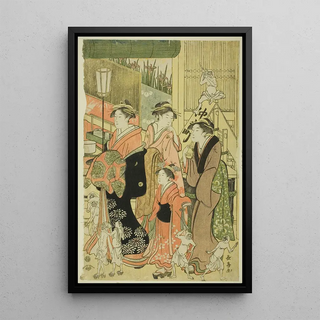 Influences bonnes et mauvaises Zendama akudama II - Eishsai Chki — framed artwork on a wall