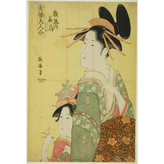 Hanaogi by the Ogiya from the series Beautés des quartiers de plaisir Seiro bijin awase - Eishsai Chki — artwork view