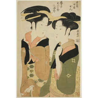 Kan serveuse de l'Izutsuya et la geisha Fuseya de l'Ogiya II - Eishsai Chki — artwork view