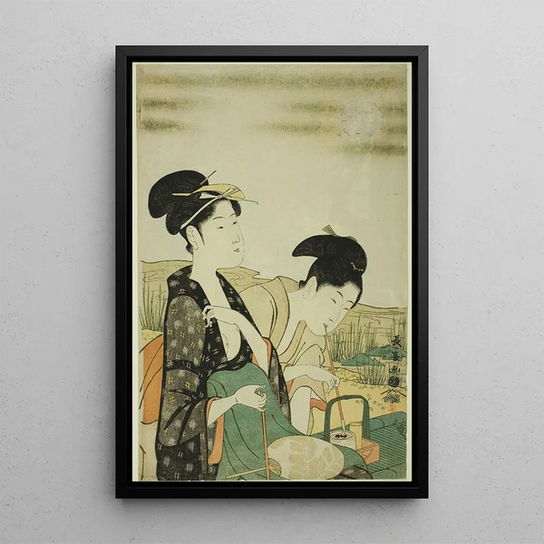 Contemplation of the Moon - Eishsai Chki — framed artwork on a wall