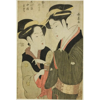Moto waitress of Yoshidaya and geisha Mizue - Eishsai Chki — artwork view