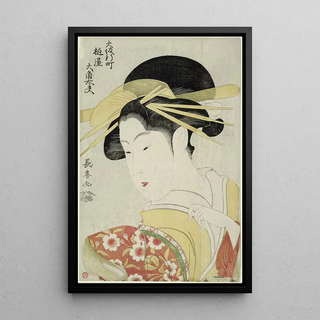 Osumi une Tayu du Tsuchiya dans le quartier de Shinmachi à Osaka - Eishsai Chki — framed artwork on a wall