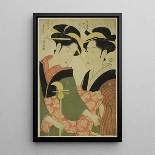 Reproduction of the painting L'amuseur Tamino et la servante Nui de Sumiyoshiya - Eishsai Chki
