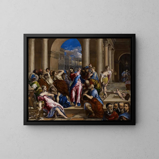 The Christ driving out the merchants from the Temple - El Greco — framed artwork on a wall